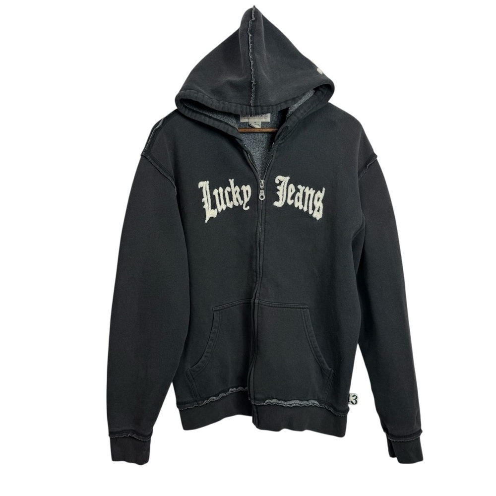 Lucky Jeans 14 Gray Black Zip Up Hoodie